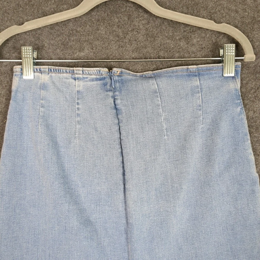 American Eagle Light Wash Blue Denim High Waisted Midi‎ Pencil Skirt Size 0